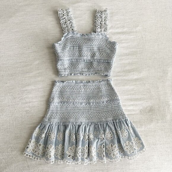 Saylor Saskia Skirt Set Blue Pinstripe - Picture 1 of 15